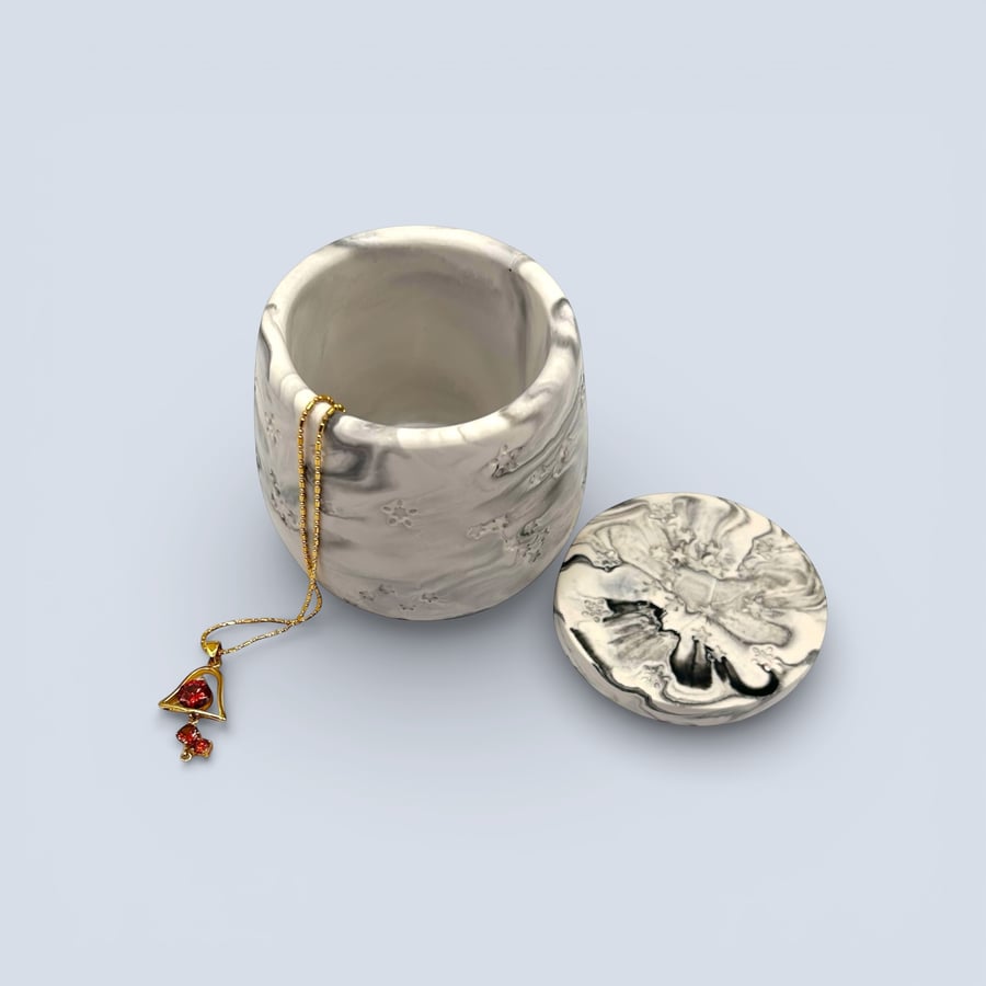 Black and White Marble Effect Star Jewellery Box Celestial Keepsake Box