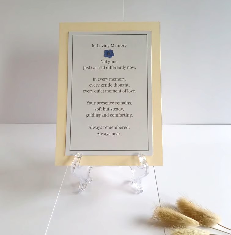 In Loving Memory Poem Card - Forget Me Not Keepsake