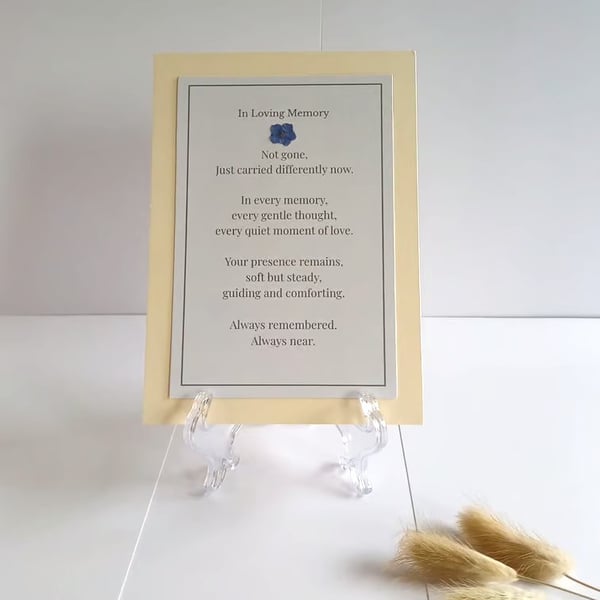 In Loving Memory Poem Card - Forget Me Not Keepsake