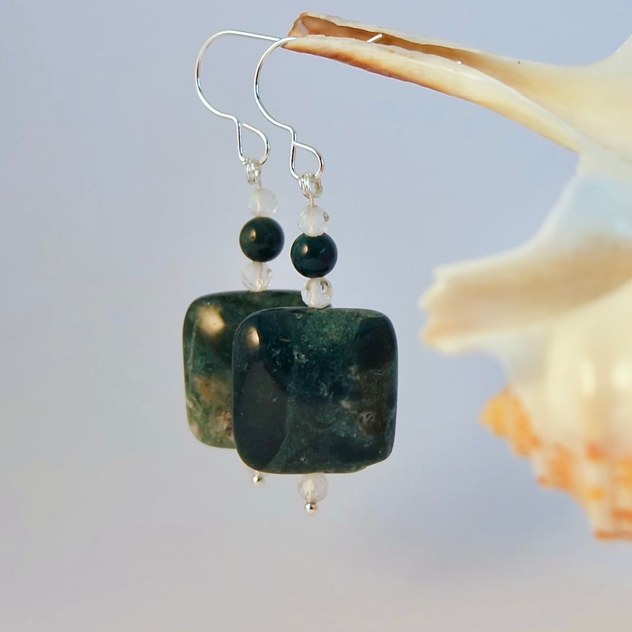 Fancy Jasper & Sterling Silver Earrings, Birthday, Anniversary, Gifts For Her