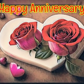 Happy Anniversary Roses & Hearts Card A5