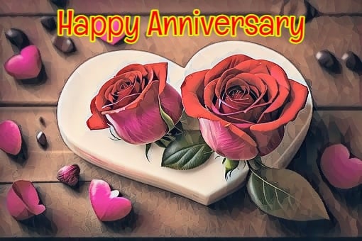 Happy Anniversary Roses & Hearts Card A5