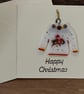 Handmade Detachable Keepsake, Fused Glass Festive Christmas Jumper card 