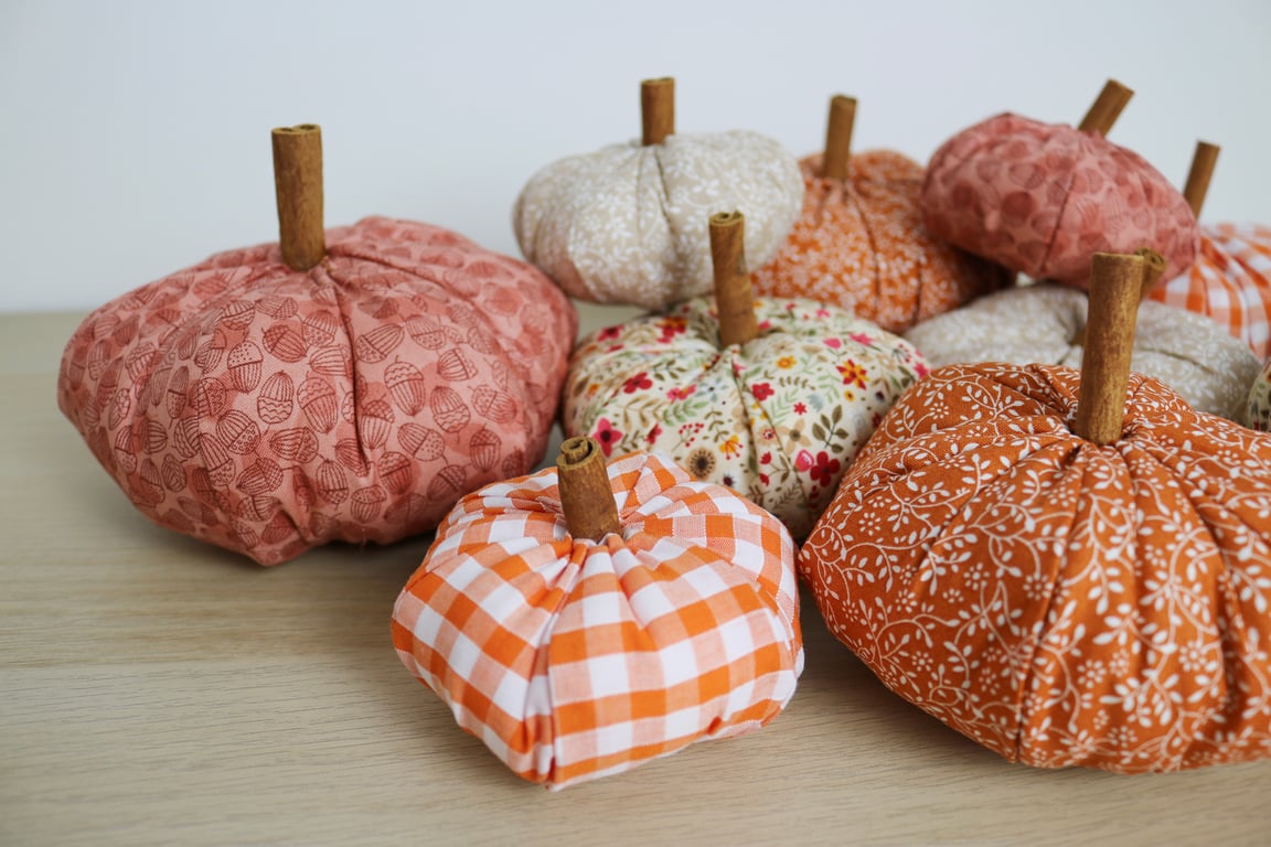 Handmade fabric pumpkin decorations