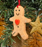 Small pottery gingerbread man with red heart - Image 2