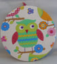 Fabric-Covered Cork Pinboard – Owl & Floral Design - Image 1