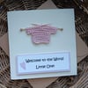 New Baby Birth Congratulations Handmade Card with Knitted Jumper Size 5"x5"