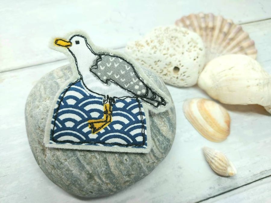 Handmade Cheeky Seagull Brooch