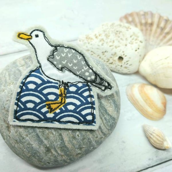 Handmade Cheeky Seagull Brooch