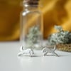 Eco Silver Handcut Wolf Stud earrings
