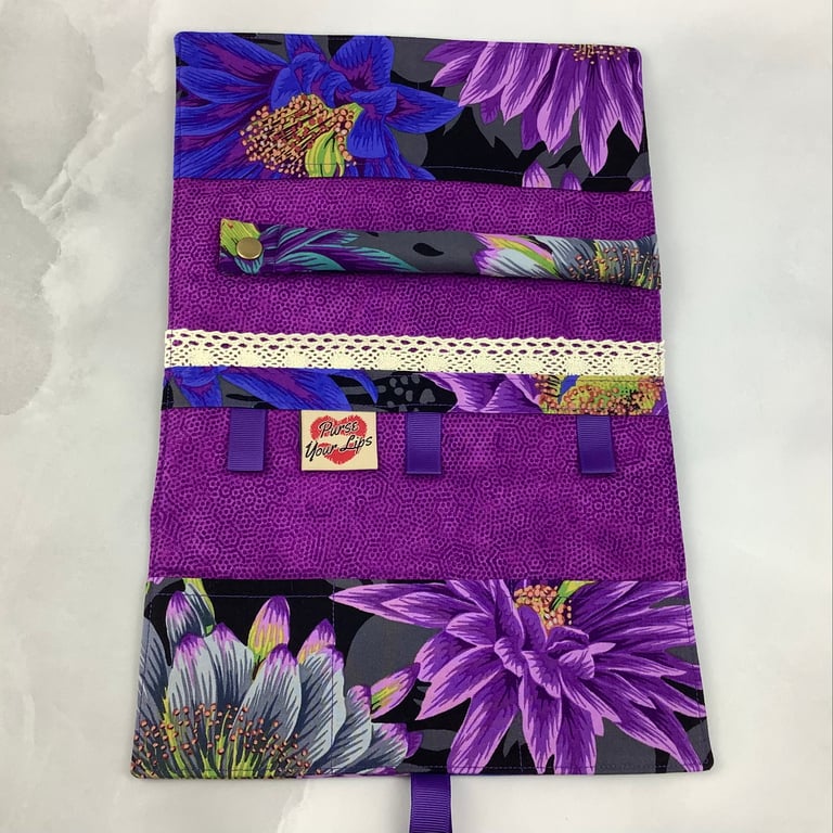 Floral jewellery wrap, Flowers jewellery roll, Travel organiser, 2 options