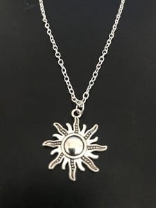 sun pendant necklace silver plated 18" curb chain tibetan silver charm