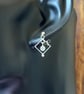 Handmade Square CZ Drop Earrings - Handmade, Sterling Silver - Image 4