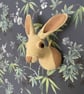 Faux Taxidermy Hare Trophy Head, Handcrafted Crocheted Wall Hanging Decor - Image 3