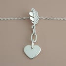 Sterling Silver Oak Leaf, Heart & Chain Pendant – Strength, Love & Togetherness