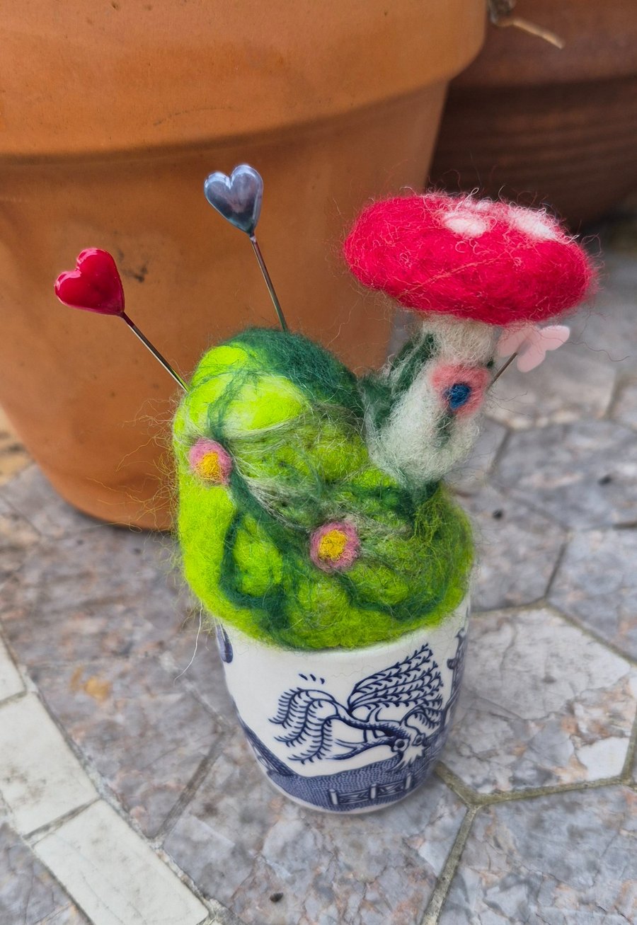 Miniature Toadstool Pincushion Diorama 