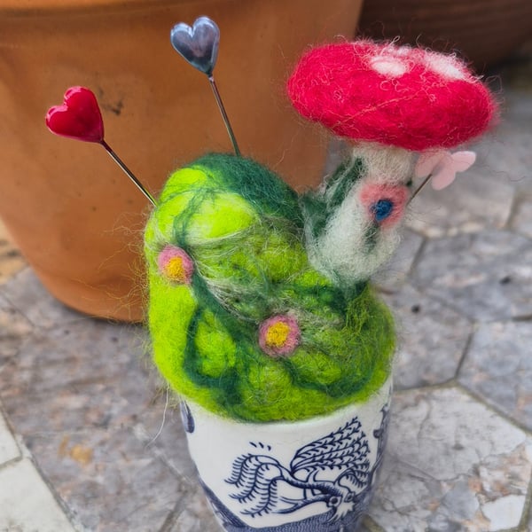 Miniature Toadstool Pincushion Diorama 
