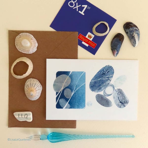 Ebb and flow II an abstract pebble inspired blank greeting card plastic free