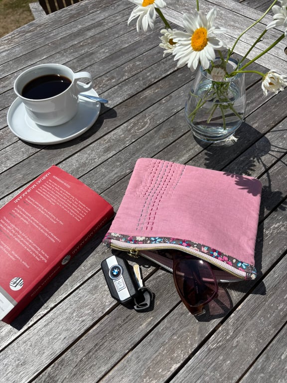 Cherry blossom purse, pouch, makeup or cosmetic bag