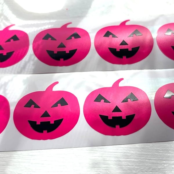 Halloween pumpkin stickers in pink