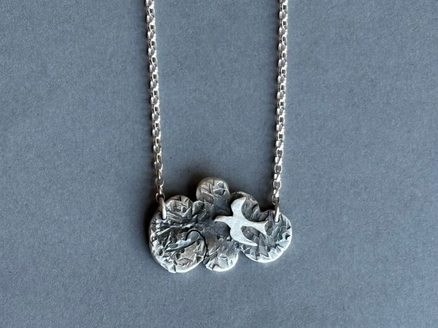 Recycled silver flying bird necklace - one of a kind