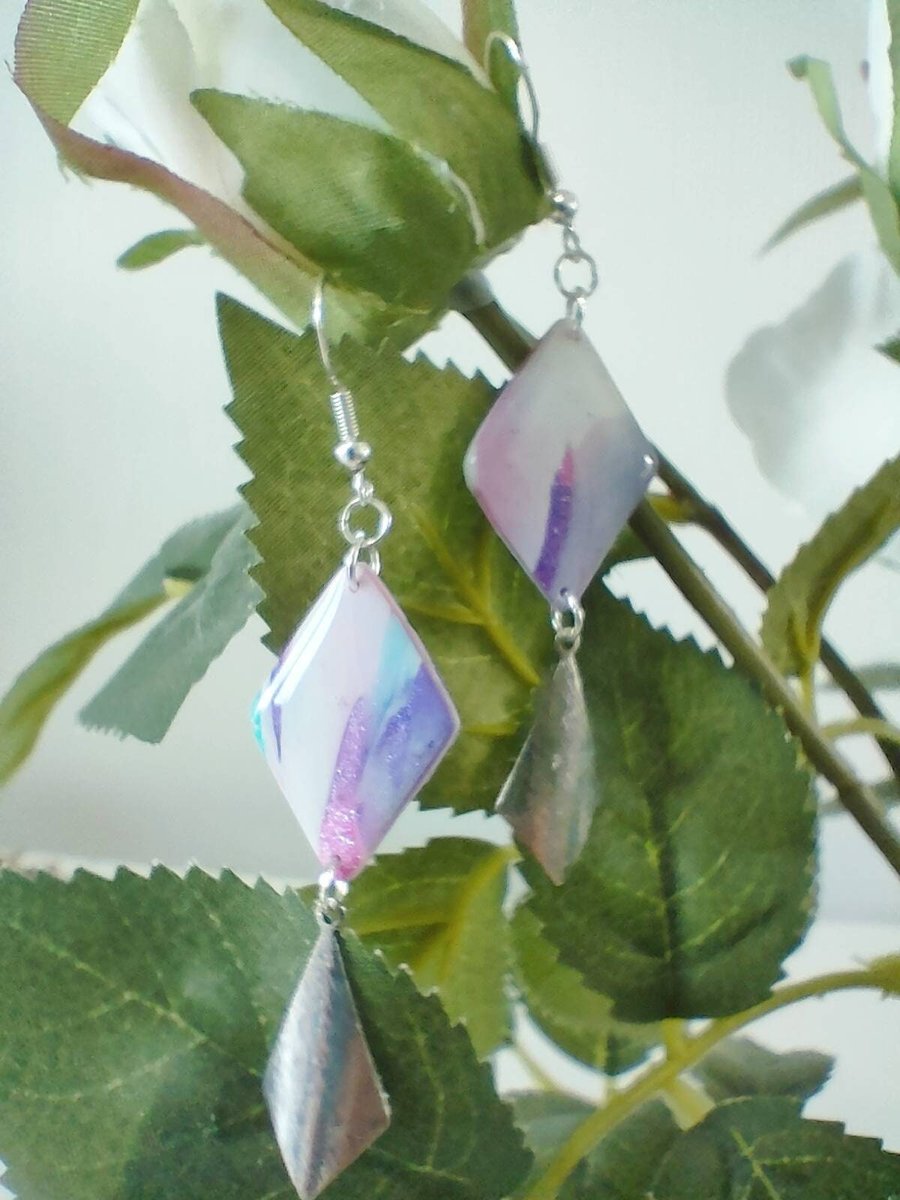 Polymer Clay Diamond Shape Earrings
