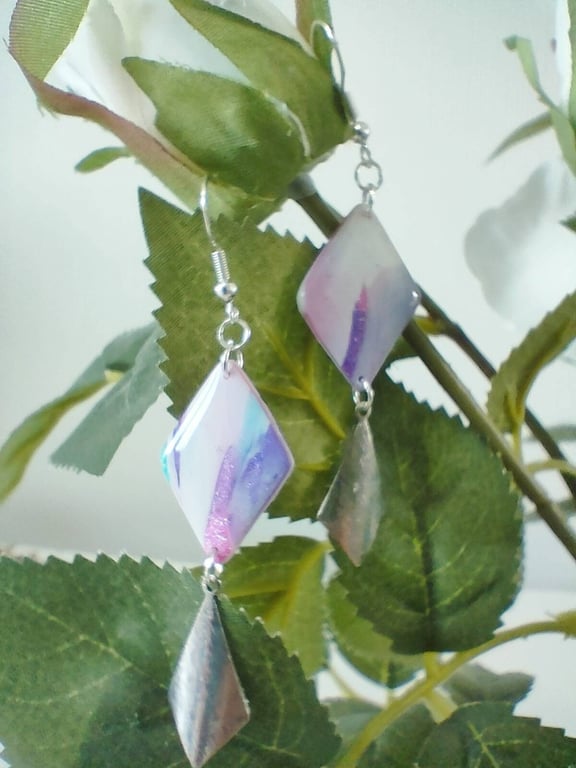 Polymer Clay Diamond Shape Earrings