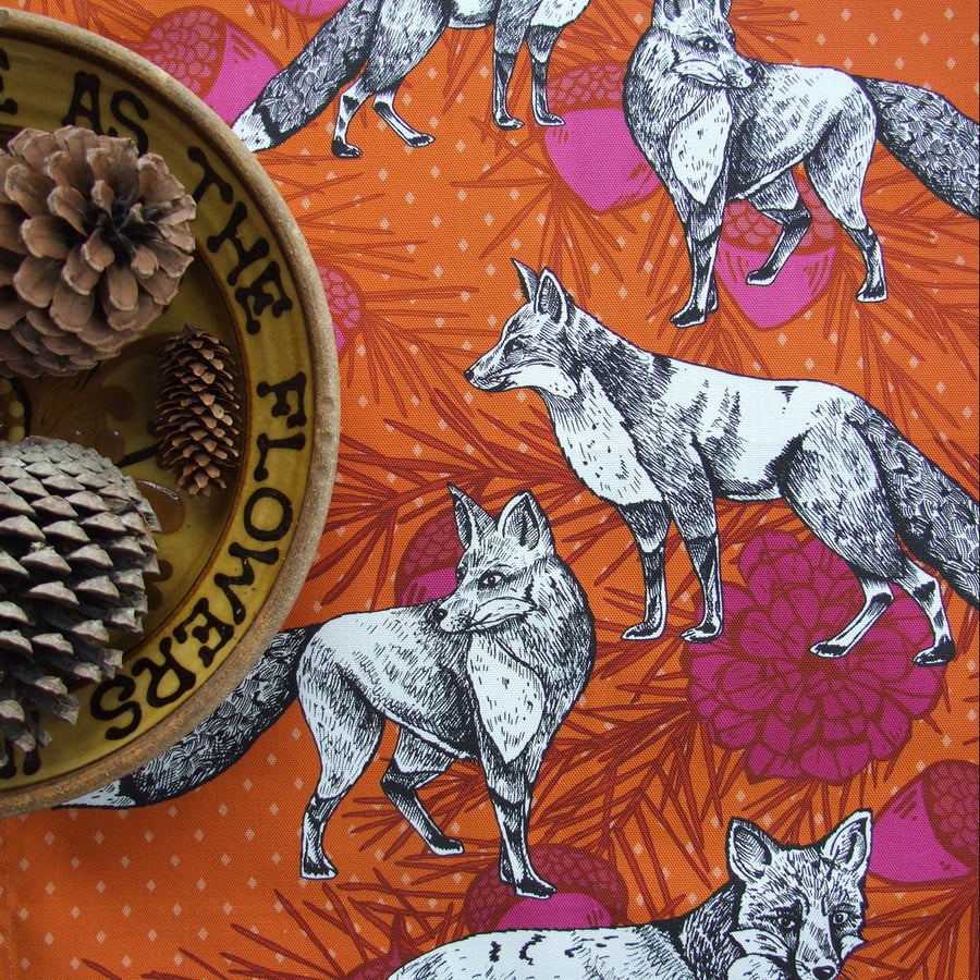 Tea Towel - A Charm of Foxes Tea Towel - Cotton Fox Animal Tea Towel