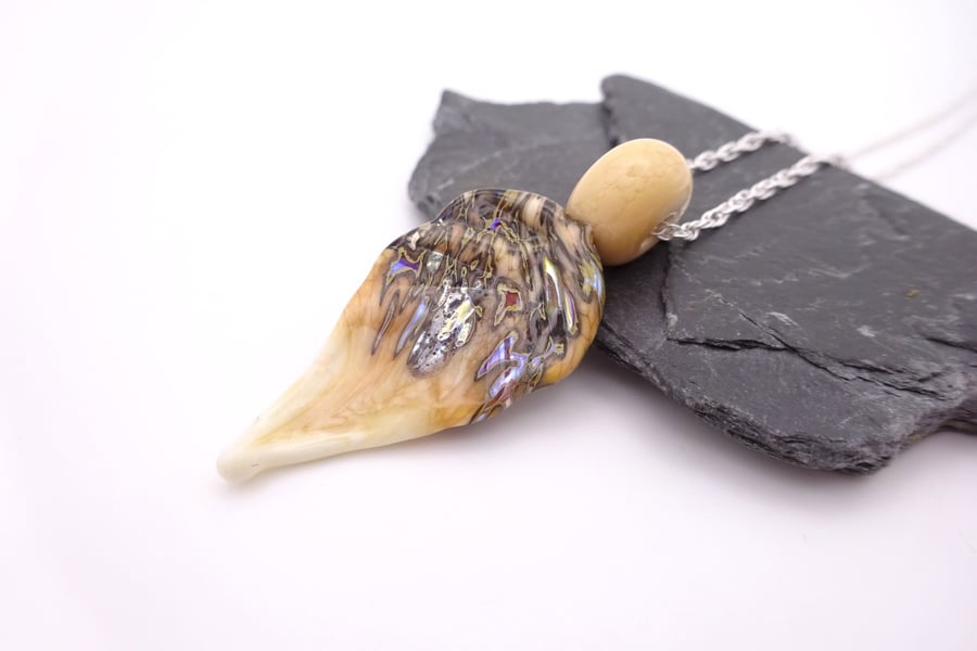 ivory and silver leaf pendant necklace