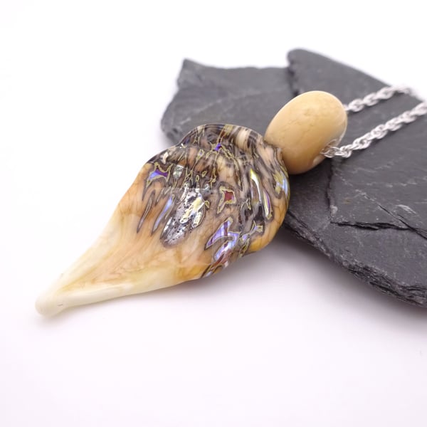 ivory and silver leaf pendant necklace
