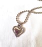 Upcycled Silver-coloured Metal Heart Charm Necklace w Ball Chain, 2000s Style - Image 3