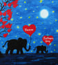 Happy Fathers Day Card, Elephant Heart Daughter, Son Card, Baby Animal Moon Star - Image 1