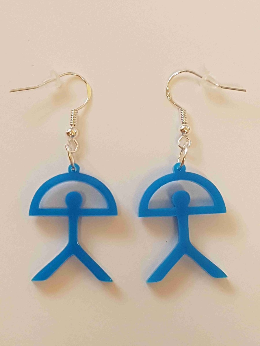 Indalo Man Earrings - Blue Acrylic