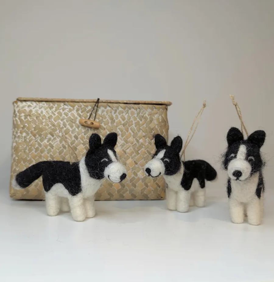 Needle Felted Border Collie decoration