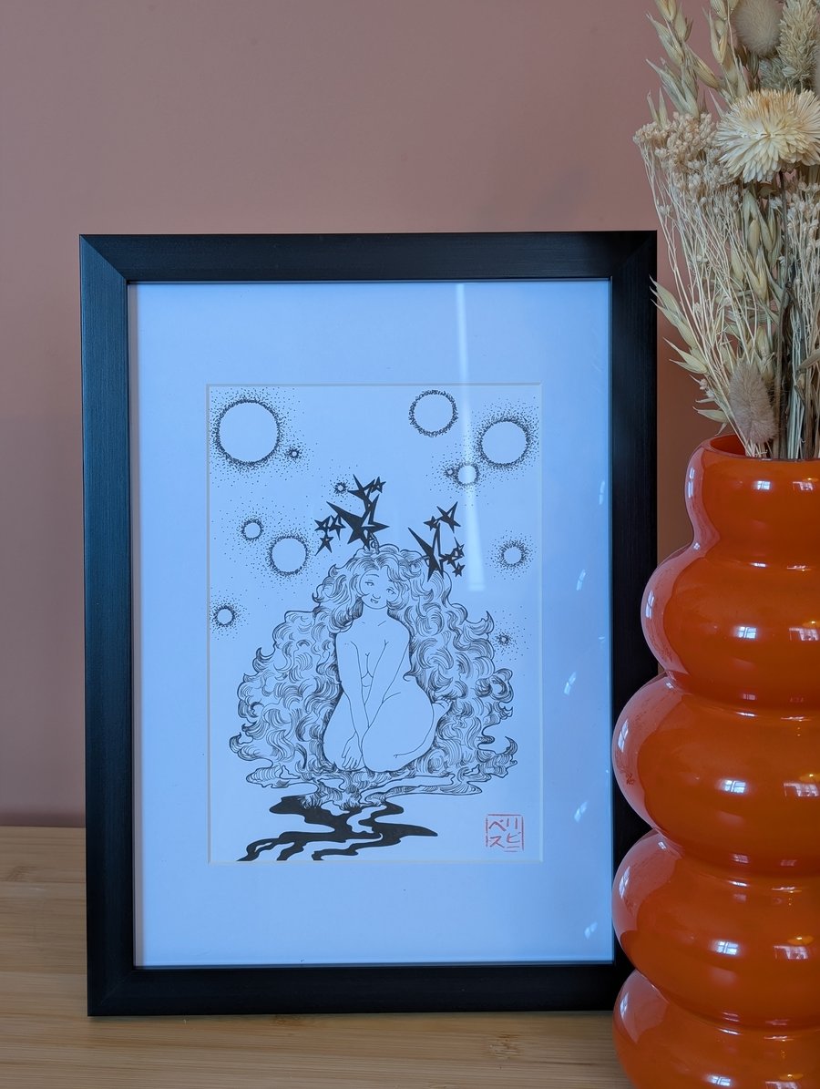 Fluffy Star Original Illustration Framed