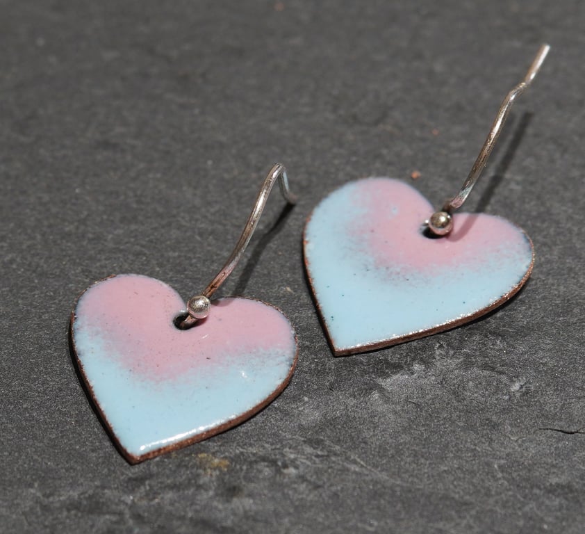 Heart shaped enamel earrings
