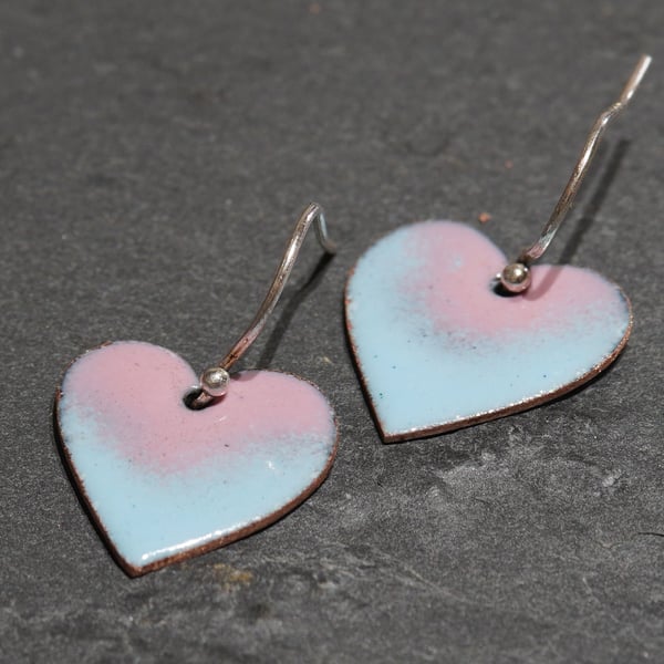 Heart shaped enamel earrings