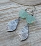Handmade Earrings with Lampwork Glass Hearts & Aluminium Leaves