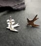 Sterling Silver Swallow Earrings, Gift for bird lover - Image 3