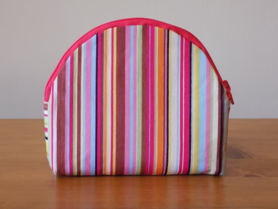 'Candy Stripe' Curved Make Up Bag Cosmetics Case