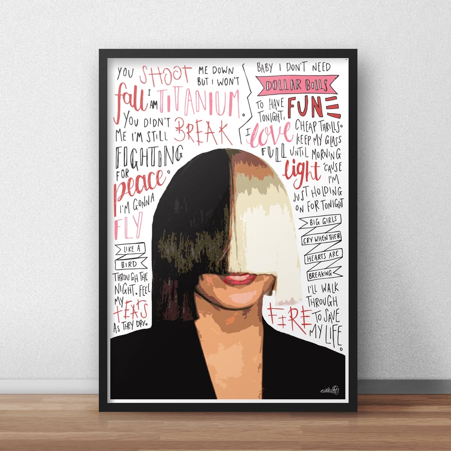 Sia INSPIRED Poster, Print with Quotes, Lyrics