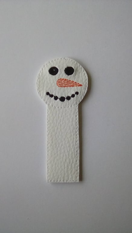 663. Dot mouth snowman bookmark.