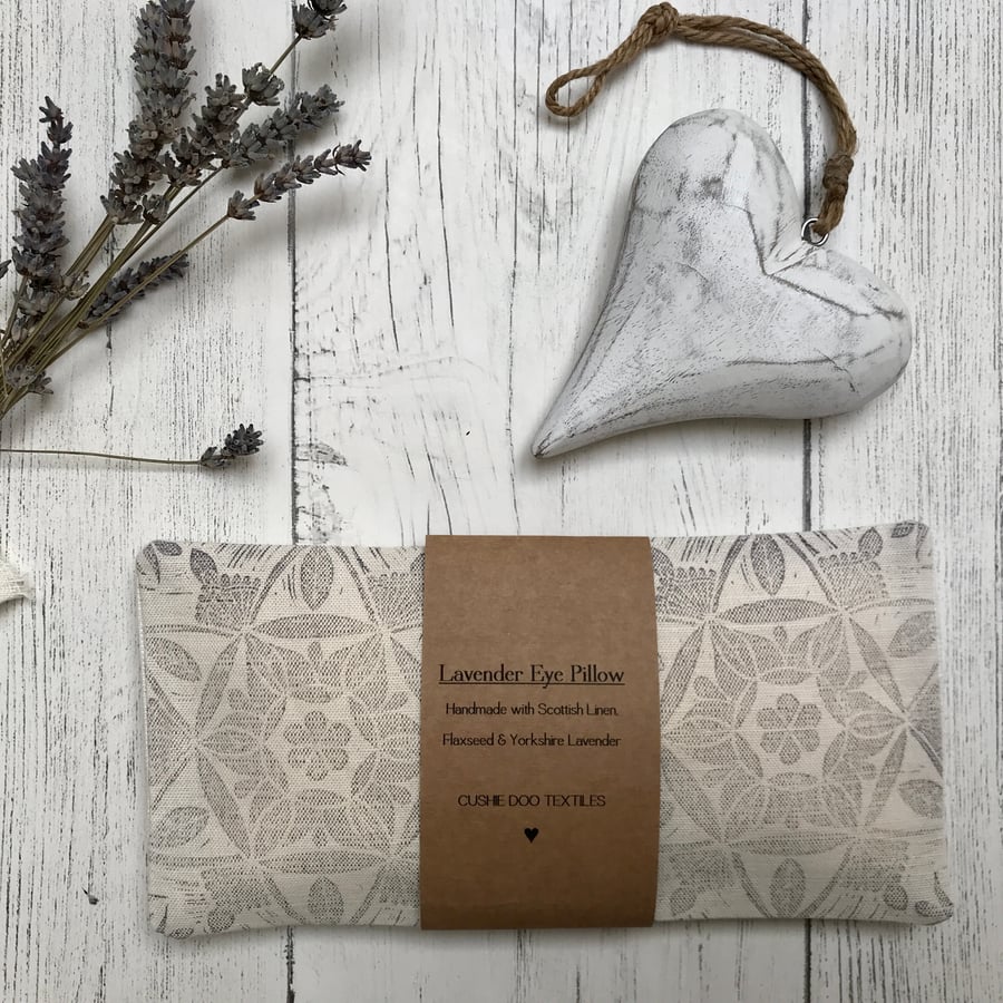 Hand Printed Linen Lavender Eye Pillow