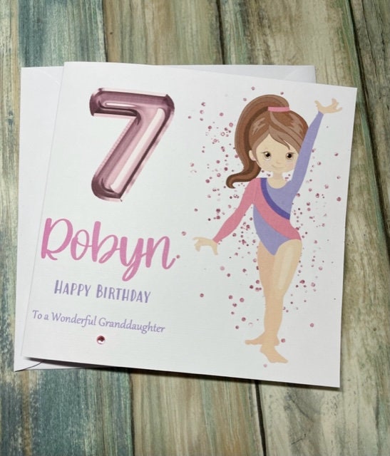 Personalised Gymnast Birthday Card For Her Happy Birthday Daughter Niece etc