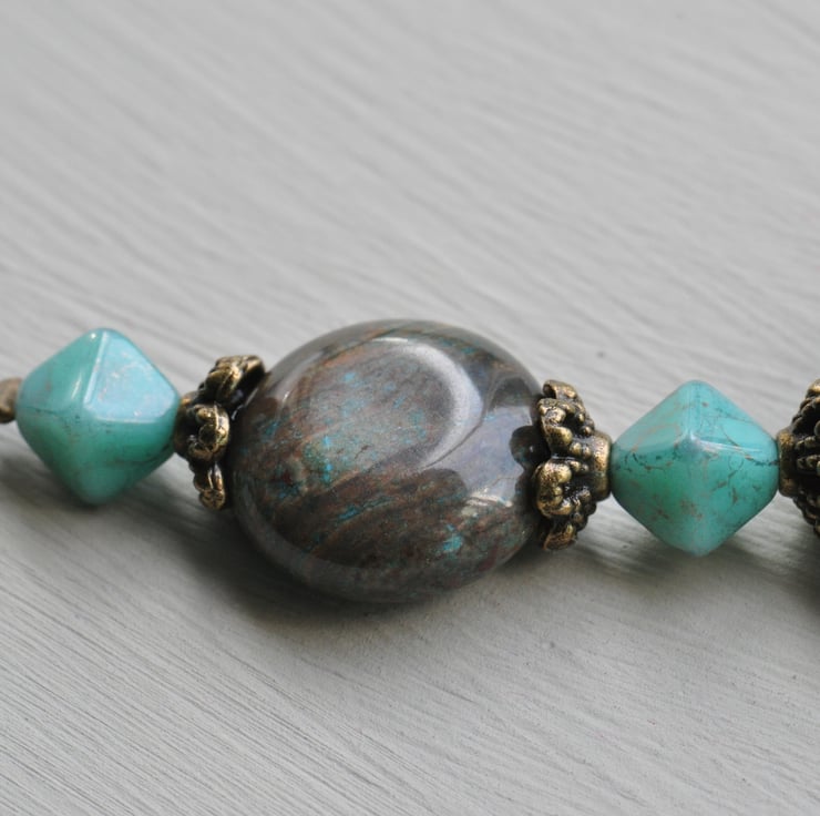 Riban Jasper & Czech Bead Necklace on Beada... - Folksy