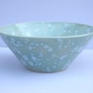 Salad, fruit bowl with a celadon green, crystal glaze.