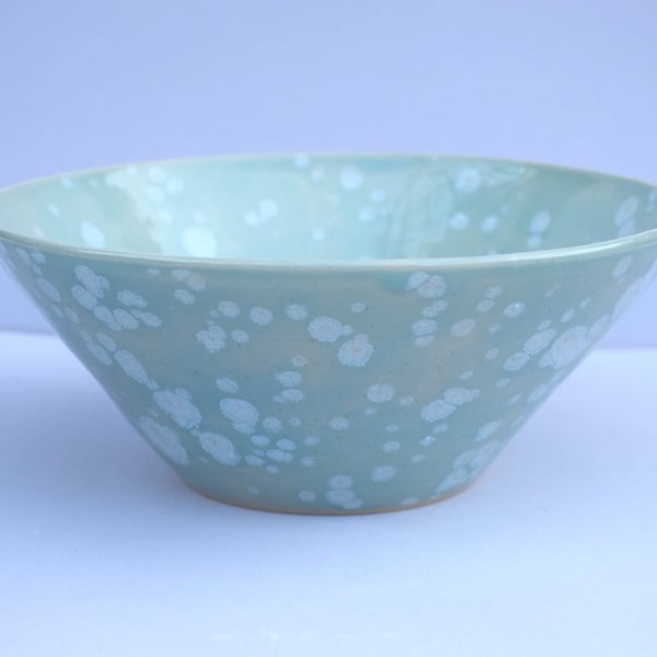 Salad, fruit bowl with a celadon green, crystal glaze.