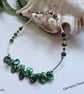 Keshi Pearl, Russian Diopside, Rhodanite Garnet Sterling Silver Bracelet LARGE - Image 4
