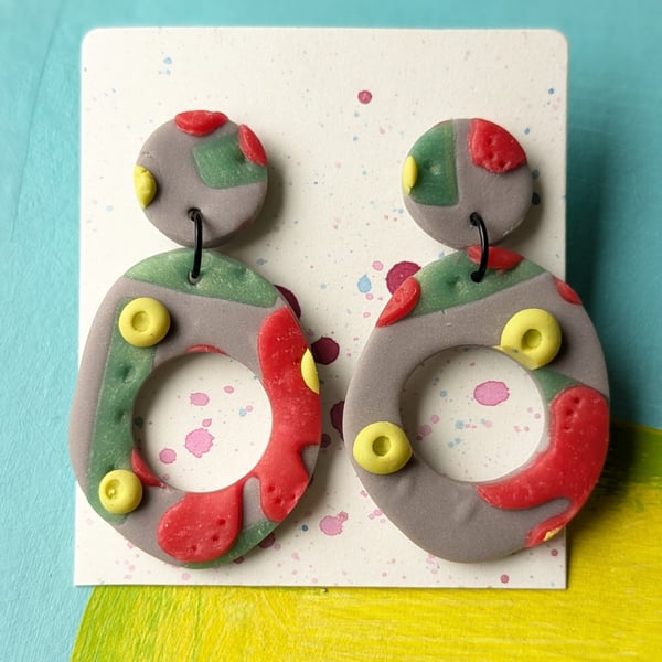Multicoloured large dangly earings 