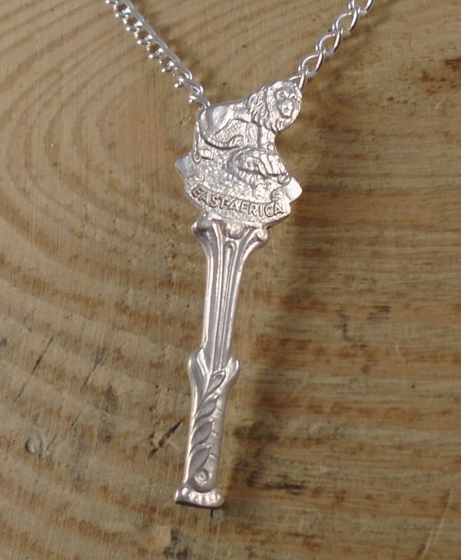 Upcycled Silver Plated Lion Spoon Handle Necklace SPN052105